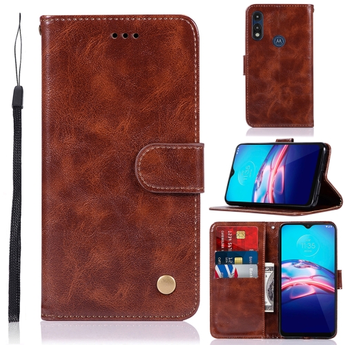 

For Motorola Moto E 2020 Copper Buckle Retro Crazy Horse Texture Horizontal Flip Leather Case with Holder & Card Slots & Wallet(Brown)