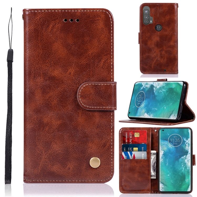 

For Motorola Moto Edge Plus Copper Buckle Retro Crazy Horse Texture Horizontal Flip Leather Case with Holder & Card Slots & Wallet(Brown)