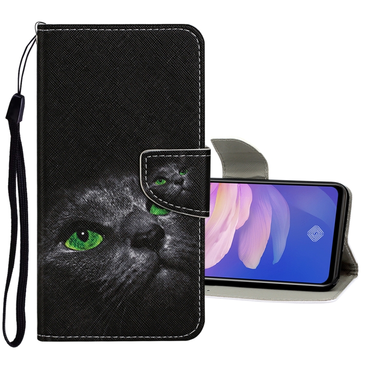 

For Vivo V17 Pro Colored Drawing Pattern Horizontal Flip Leather Case with Holder & Card Slots & Wallet(Black Cat)