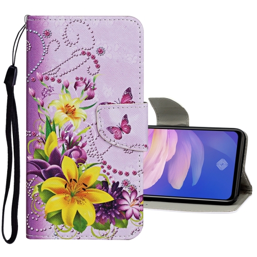 

For Vivo Y91 / Y95 / Y91i Colored Drawing Pattern Horizontal Flip Leather Case with Holder & Card Slots & Wallet(Yellow Flower Butterfly)