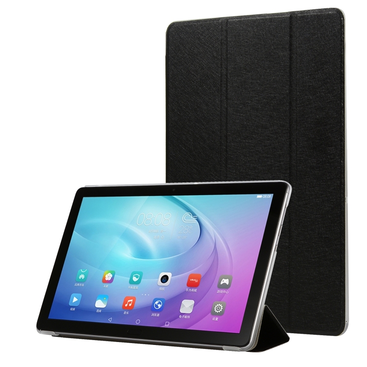 

For Huawei Enjoy Tablet 2 10.1 inch Silk Texture Horizontal Flip Leather Case with Three-Folding Holder(Black)