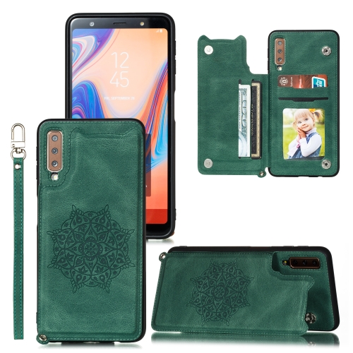 

For Samsung Galaxy A50 Mandala Embossed PU + TPU Case with Holder & Card Slots & Photo Frame & Strap(Green)