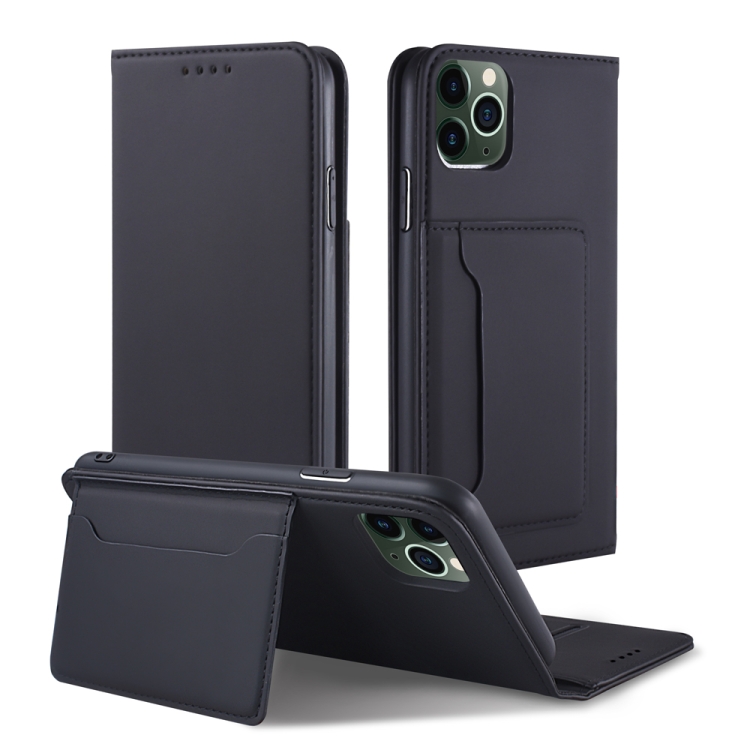 

For iPhone 11 Pro Strong Magnetism Shockproof Horizontal Flip Liquid Feel Leather Case with Holder & Card Slots & Wallet(Black)
