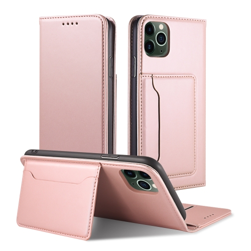 

For iPhone 11 Strong Magnetism Shockproof Horizontal Flip Liquid Feel Leather Case with Holder & Card Slots & Wallet(Rose Gold)