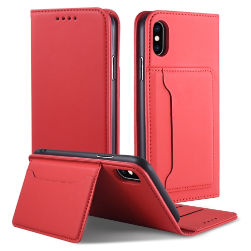 

For iPhone XS Max Strong Magnetism Shockproof Horizontal Flip Liquid Feel Leather Case with Holder & Card Slots & Wallet(Red)