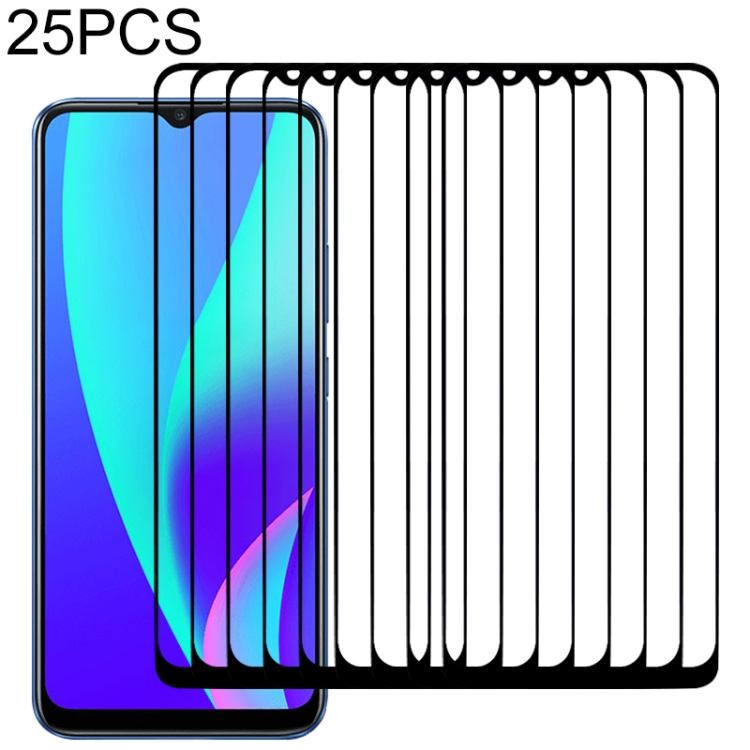 

For OPPO Realme C15 25 PCS Full Glue Full Screen Tempered Glass Film