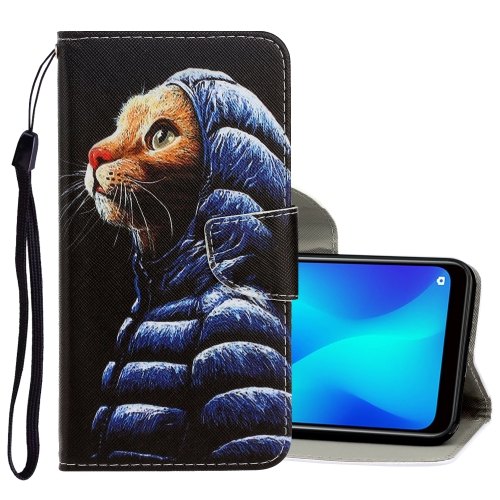 

For OPPO A92 / A72 / A52 3D Colored Drawing Horizontal Flip PU Leather Case with Holder & Card Slots & Wallet(Down Jacket Cat)