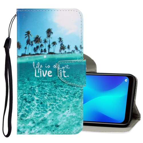 

For OPPO Realme 5 / 5i / 6i 3D Colored Drawing Horizontal Flip PU Leather Case with Holder & Card Slots & Wallet(Coconut Tree)