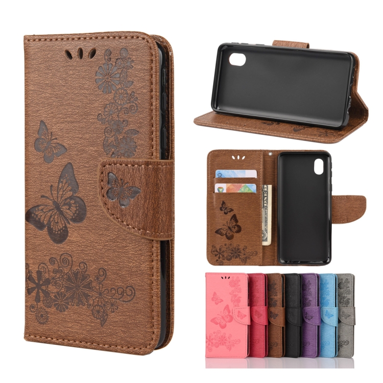 

For Samsung Galaxy A01 Core Butterflies Embossing Horizontal Flip Leather Case with Holder & Card Slots & Wallet(Brown)