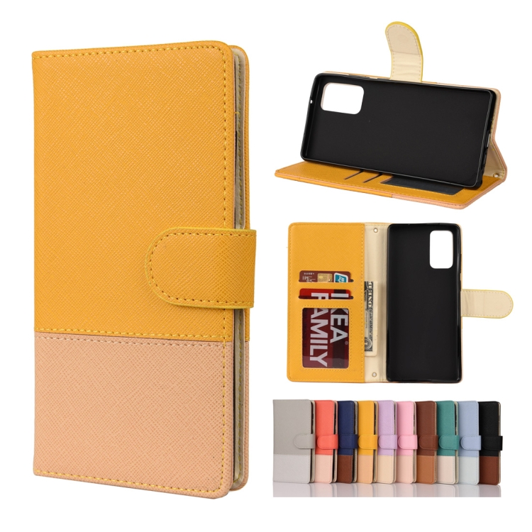 

For Samsung Galaxy Note20 Ultra Color Splicing Horizontal Flip Leather Case with Holder & Card Slots & Wallet & Photo Frame(Yellow)