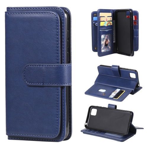 

For Huawei Y5P / 9S Multifunctional Magnetic Copper Buckle Horizontal Flip Solid Color Leather Case with 10 Card Slots & Wallet & Holder & Photo Frame(Dark Blue)