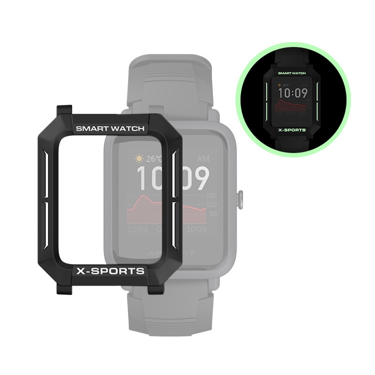 

For Huami Amazfit Bip Lite Version 1S / Bip S Smart Watch TPU Protective Case, Color:Black+White Luminous Green