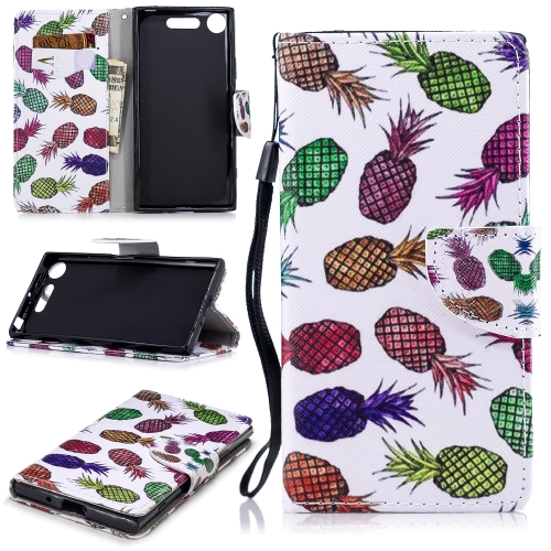 

For Sony Xperia XZ1 Colored Drawing Pattern Horizontal Flip TPU + PU Leather Case with Holder & Card Slots & Wallet & Lanyard(Colored Pineapple)