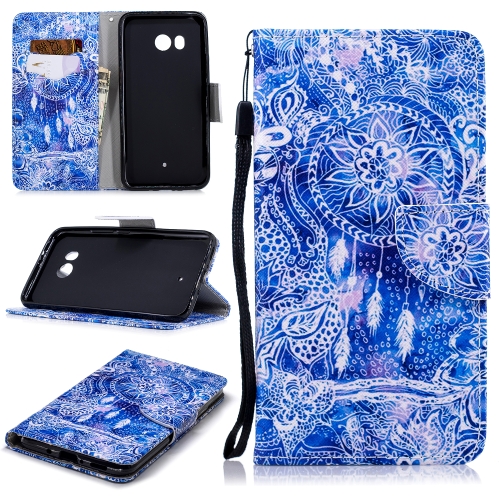

For HTC U11 Colored Drawing Pattern Horizontal Flip TPU + PU Leather Case with Holder & Card Slots & Wallet & Lanyard(Blue Wind Chimes)