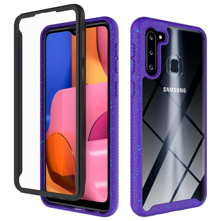 

For Samsung Galaxy A21 Shockproof Starry Sky PC + TPU Protective Case(Purple)