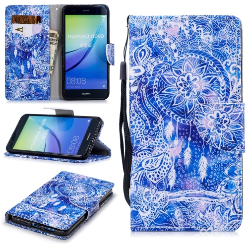 

For Huawei P10 Lite Colored Drawing Pattern Horizontal Flip TPU + PU Leather Case with Holder & Card Slots & Wallet & Lanyard(Blue Wind Chimes)
