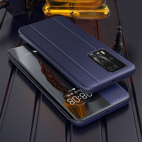 

For Huawei P40 Genuine Leather Smart Shckproof Horizontal Flip Case(Blue)