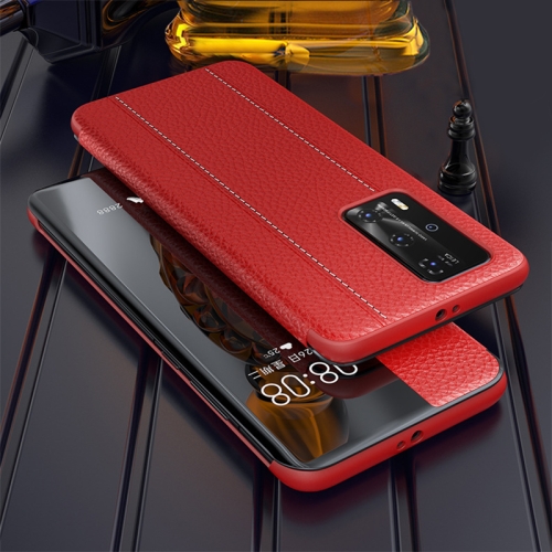 

For Huawei P40 Pro Plus Genuine Leather Smart Shckproof Horizontal Flip Case(Red)