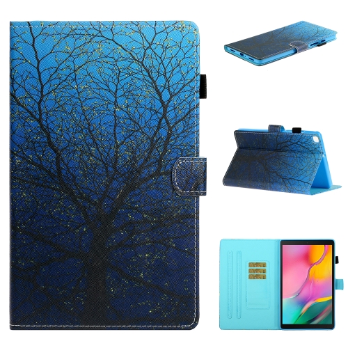 

For Samsung Galaxy Tab A8.0 (2019) T290 Colored Drawing Stitching Horizontal Flip Leather Case with Holder & Card Slots(Tree)