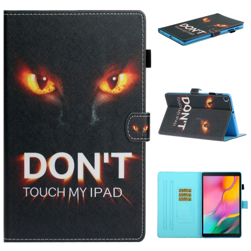 

For Samsung Galaxy Tab A 10.1 (2019) T510 / T515 Colored Drawing Stitching Horizontal Flip Leather Case with Holder & Card Slots(Cat Eye)