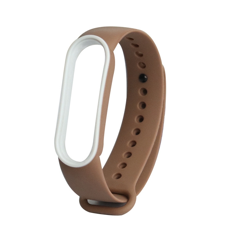 

For Xiaomi Mi Band 5 Two-color TPE Replacement Strap Watchband(Coffee+White)