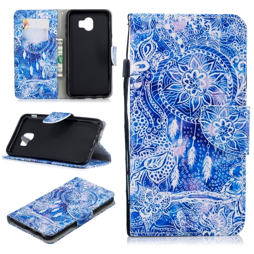 

For Samsung Galaxy J4 (2018) (EU Version) Colored Drawing Pattern Horizontal Flip TPU + PU Leather Case with Holder & Card Slots & Wallet & Lanyard(Blue Wind Chimes)