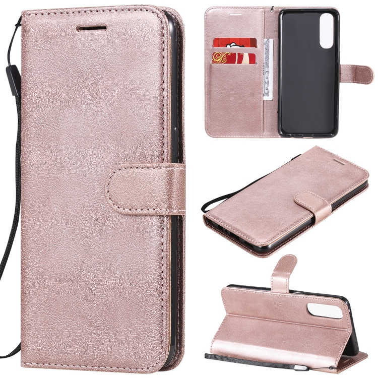 

For Oppo Reno3 Pro 4G Solid Color Horizontal Flip Protective Leather Case with Holder & Card Slots & Wallet & Photo Frame & Lanyard(Rose Gold)
