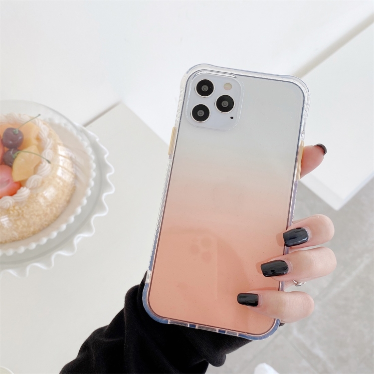 

For iPhone 12 Pro Max Gradient Shockproof TPU + Acrylic Protective Case with Detachable Buttons(Gradient Orange)