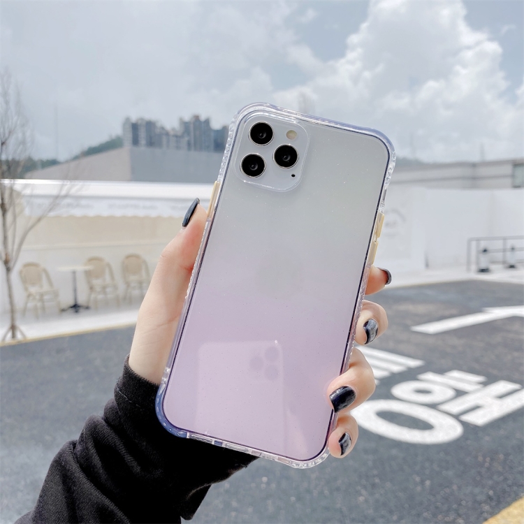 

For iPhone 12 / 12 Pro Gradient Shockproof TPU + Acrylic Protective Case with Detachable Buttons(Gradient Pink)