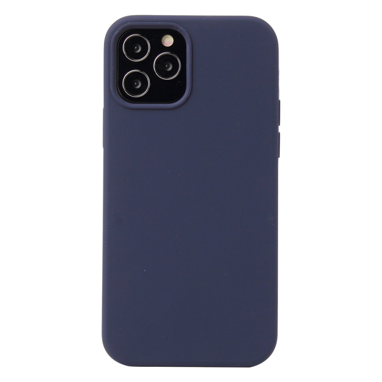 

For iPhone 12 / 12 Pro Solid Color Liquid Silicone Shockproof Protective Case(Midnight Blue)