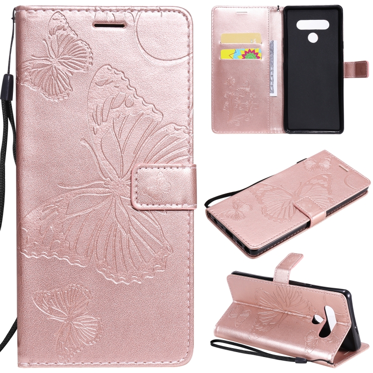 

For LG Stylo 6 3D Butterfly Embossed Pattern Horizontal Flip Leather Case with Holder & Card Slot & Wallet & Lanyard(Rose Gold)