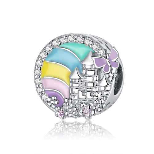 

S925 Sterling Silver Rainbow Castle Beads DIY Bracelet Necklace Accessories