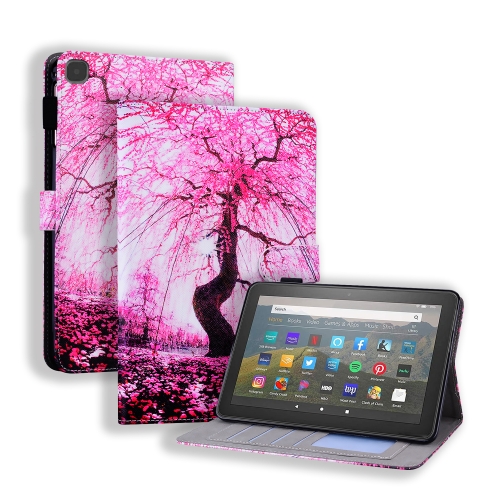 

For Amazon Fire HD 8 Plus (2020) Horizontal Flip Leather Case, with Card Slots & Holder & Photo Frame(Cherry Tree)