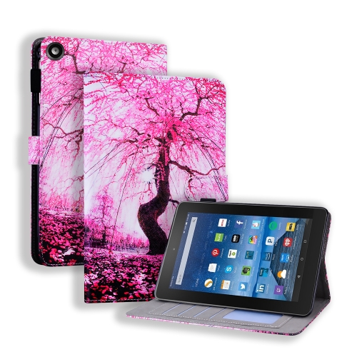 

For Amazon Fire HD 8 (2017) Horizontal Flip Leather Case, with Card Slots & Holder & Photo Frame(Cherry Tree)