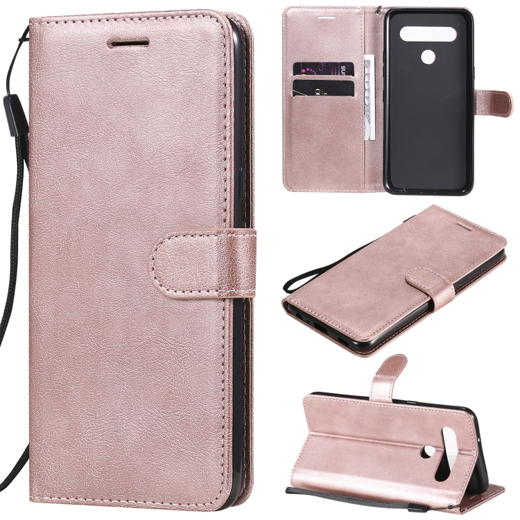 

For LG K61 Solid Color Horizontal Flip Protective Leather Case with Holder & Card Slots & Wallet & Photo Frame & Lanyard(Rose Gold)