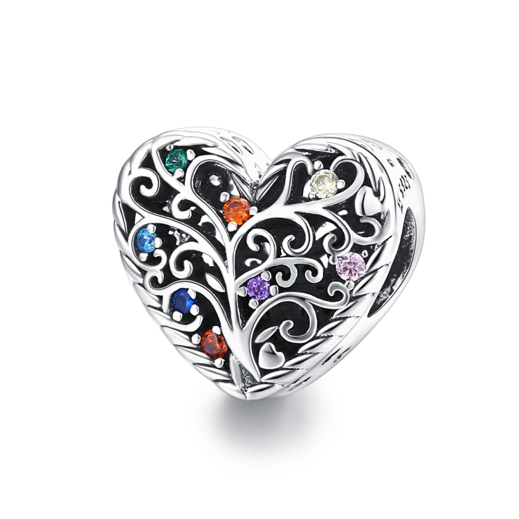 

S925 Sterling Silver Tree of Life Heart-shaped Hollow Zircon Beads DIY Bracelet Necklace Accessories