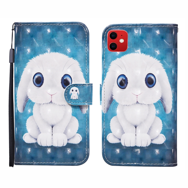 

For iPhone 12 5.4 inch 3D Painted Pattern Horizontal Flip Leather Case with Holder & Wallet & Card slot & Lanyard(Rabbit)