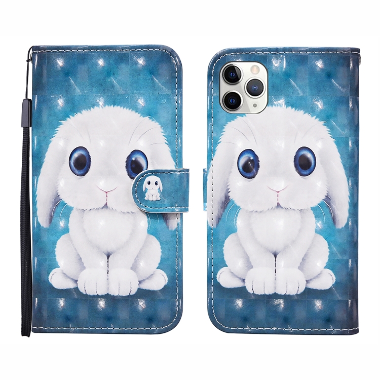 

For iPhone 12 / 12 Pro 3D Painted Pattern Horizontal Flip Leather Case with Holder & Wallet & Card slot & Lanyard(Rabbit)