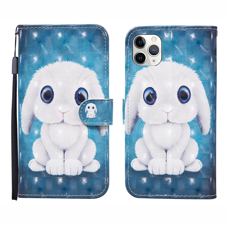 

For iPhone 12 Pro Max 3D Painted Pattern Horizontal Flip Leather Case with Holder & Wallet & Card slot & Lanyard(Rabbit)