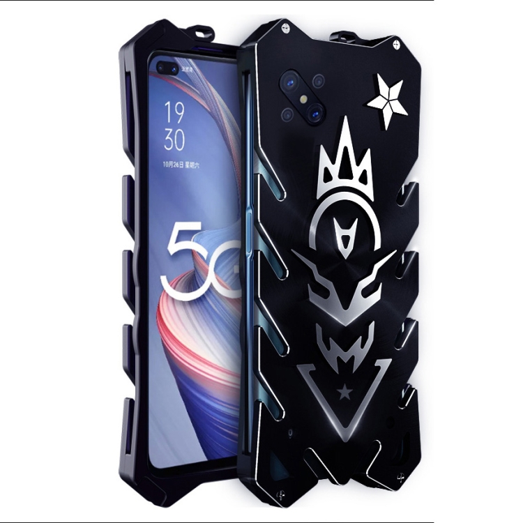 

For OPPO A92s Vulcan Pattern Shockproof Protective Case(Black)