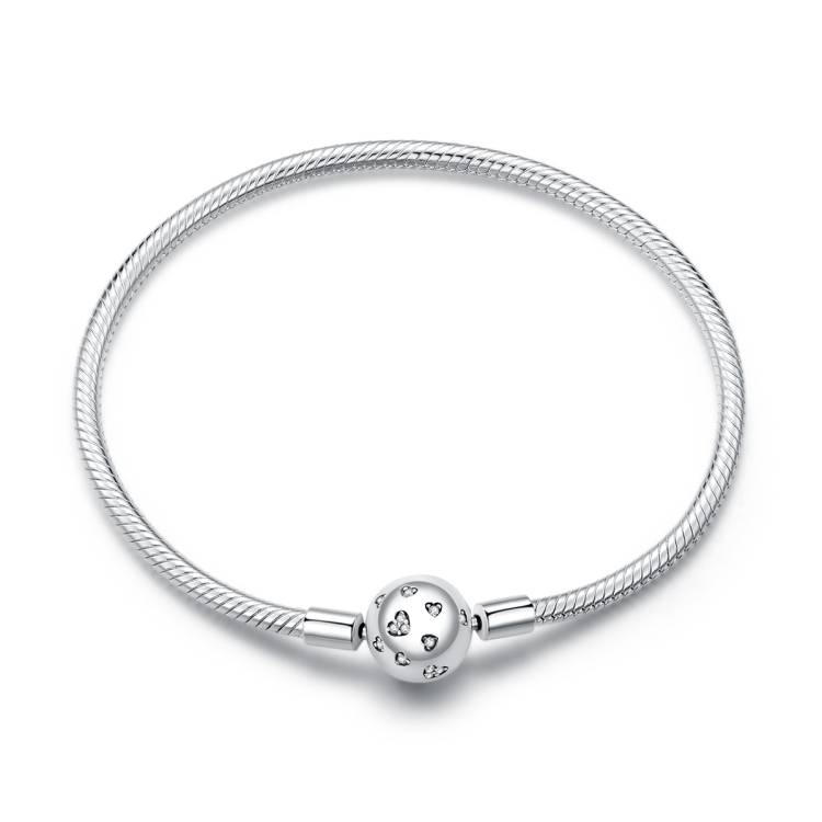 

S925 Sterling Simple Love Bead Women Bracelet, Size:17cm