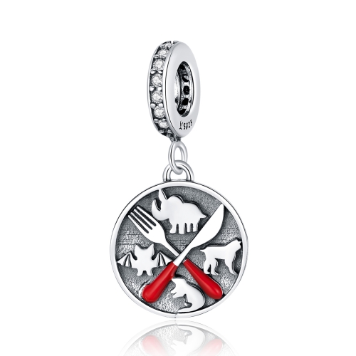 

S925 Sterling Silver Refuse to Eat Wild Animals Pendant DIY Bracelet Necklace Accessories