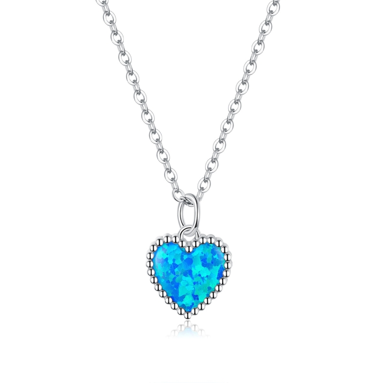 

S925 Sterling Silver Deep Blue Heart Women Nacklace Jewelry