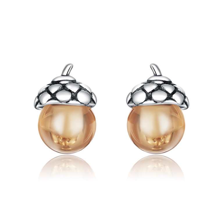 

S925 Sterling Silver Oak Fruit Women Earrings Jewelry