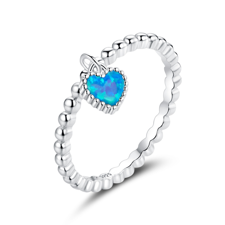

S925 Sterling Silver Deep Blue Heart Women Ring Jewelry, Size:7