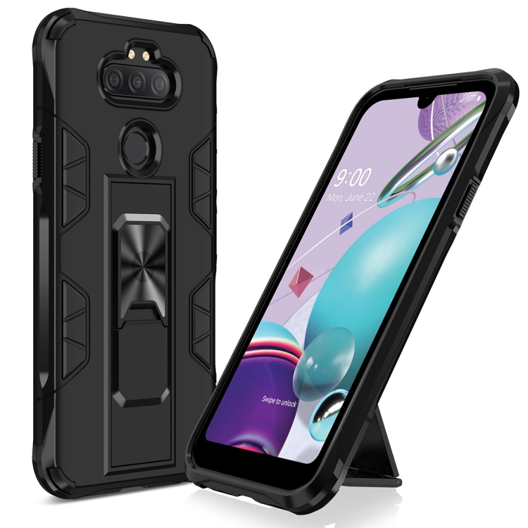 

For LG Aristo 5+ Soldier Armor Shockproof TPU + PC Magnetic Protective Case with Holder(Black)