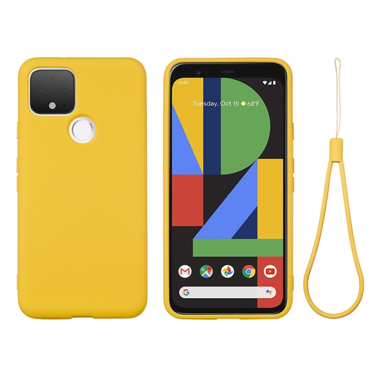 

For Google Pixel 5 Pure Color Liquid Silicone Shockproof Full Coverage Case(Yellow)