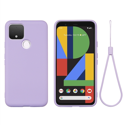 

For Google Pixel 4a 5G Pure Color Liquid Silicone Shockproof Full Coverage Case(Purple)