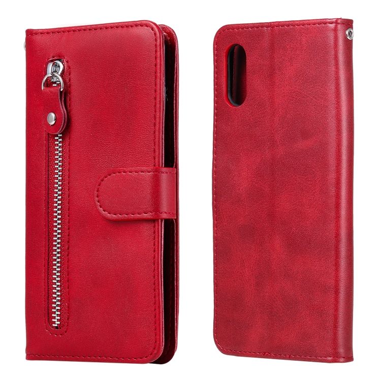 

For Xiaomi Redmi 9A Fashion Calf Texture Zipper Horizontal Flip Leather Case with Stand & Card Slots & Wallet Function(Red)