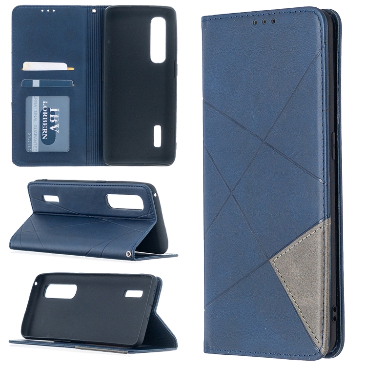 

For OPPO Find X2 Pro Rhombus Texture Horizontal Flip Magnetic Leather Case with Holder & Card Slots(Blue)